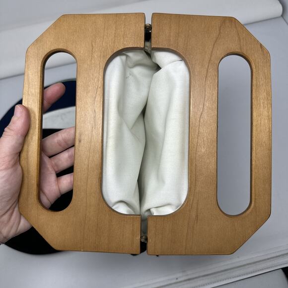 Vintage Bermuda Bag Wood Handle Clutch 4 Interchangeable Covers - Picture 5 of 9